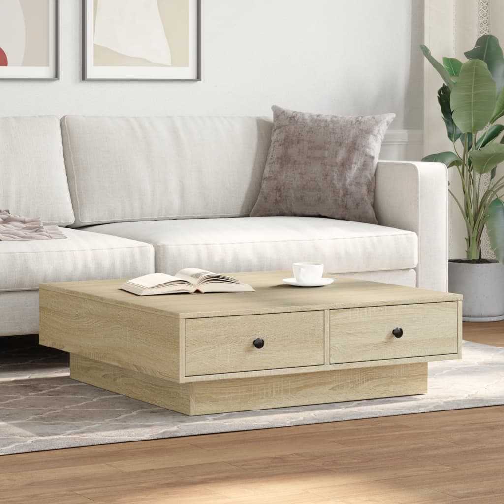 Tavolino da Salotto Rovere Sonoma 90x90x28 cm Legno Multistrato | homemem39