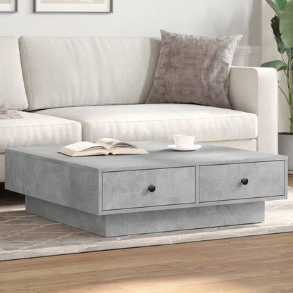 Tavolino da Salotto Grigio Cemento 90x90x28cm Legno Multistrato