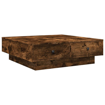 Tavolino da Salotto Rovere Fumo 90x90x28 cm Legno Multistrato