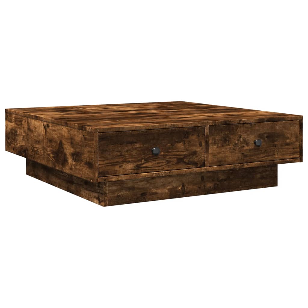 Tavolino da Salotto Rovere Fumo 90x90x28 cm Legno Multistrato