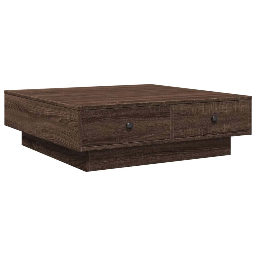 Tavolino da Salotto Rovere Marrone 90x90x28cm Legno Multistrato | homemem39