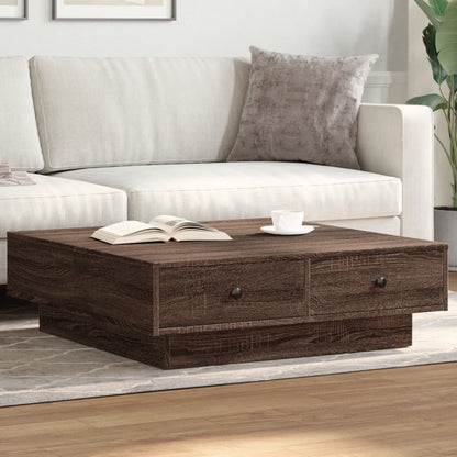 Tavolino da Salotto Rovere Marrone 90x90x28cm Legno Multistrato | homemem39