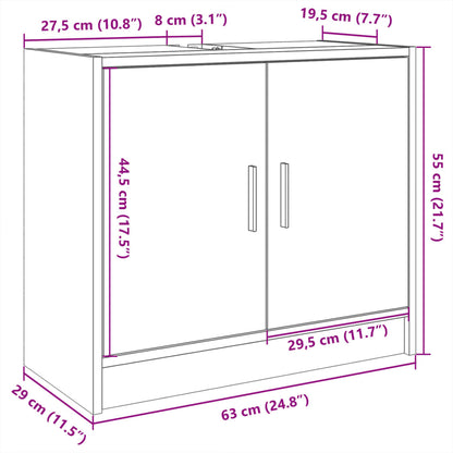Mobile Lavabo Grigio Cemento 63x29x55 cm in Legno Multistrato | homemem39