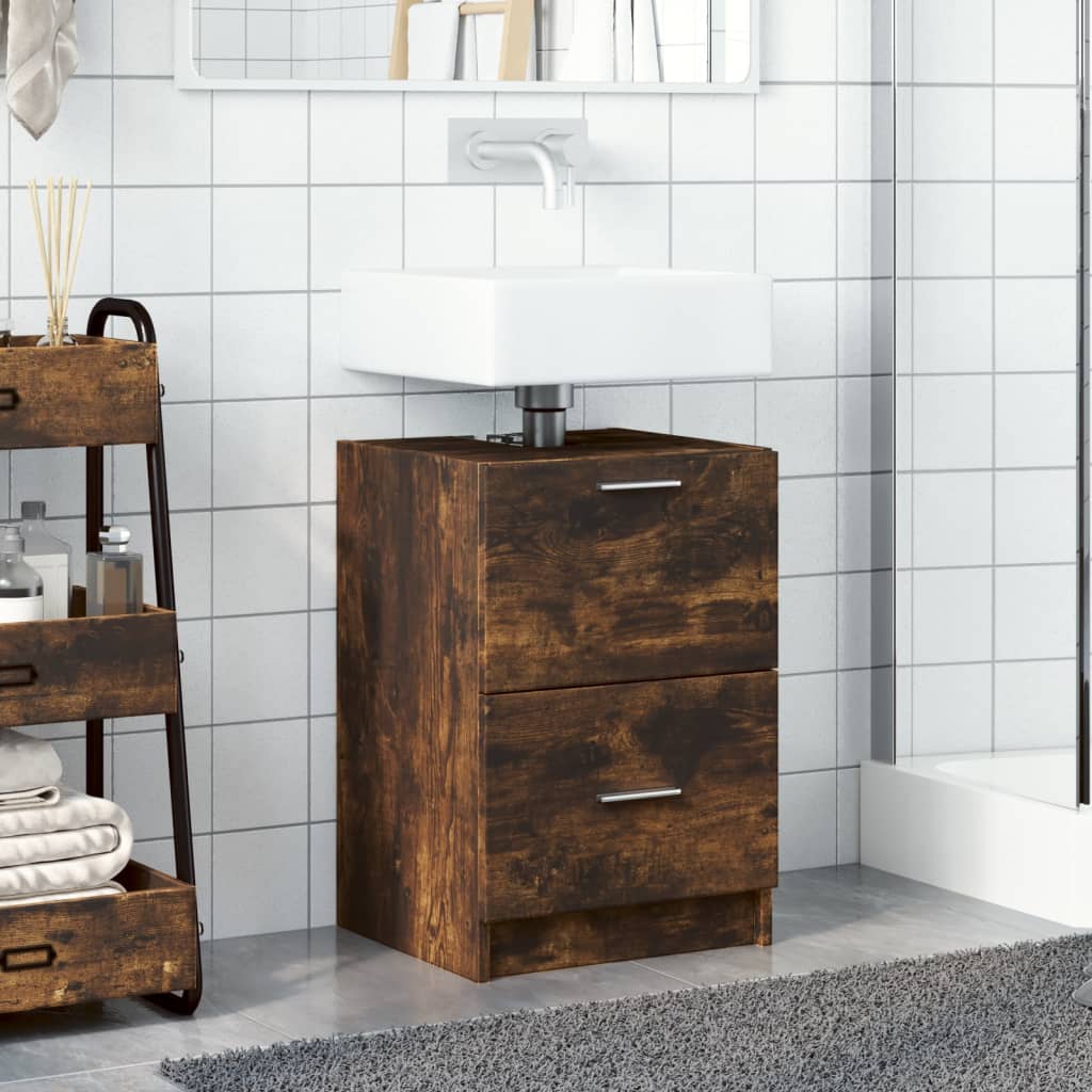 Mobile Lavabo Rovere Fumo 80x33x60 cm in Legno Multistrato | homemem39