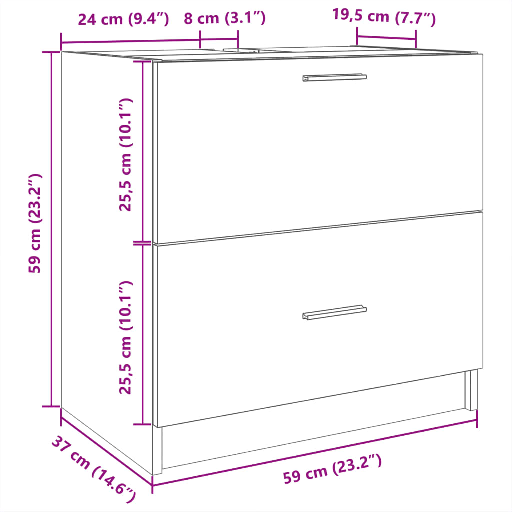Mobile Sottolavabo Rovere Sonoma 59x37x59 cm in Truciolare | homemem39