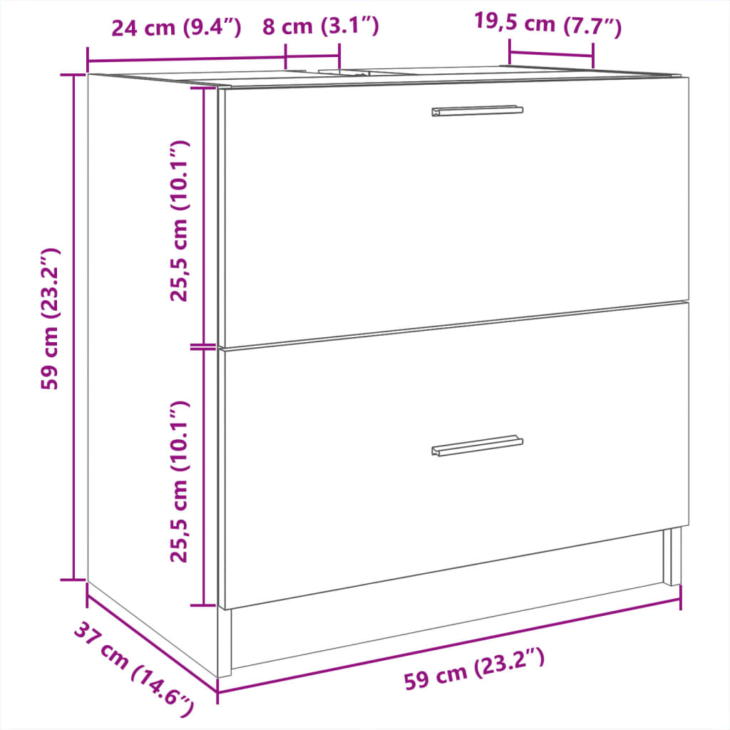 Mobile Lavabo Grigio Sonoma 59x37x59 cm in Truciolare | homemem39