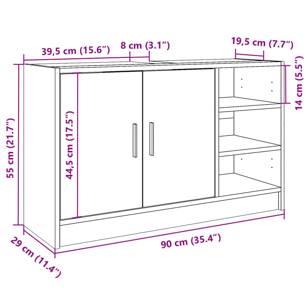 Mobile Lavabo Rovere Marrone 90x29x55 cm in Truciolare | homemem39