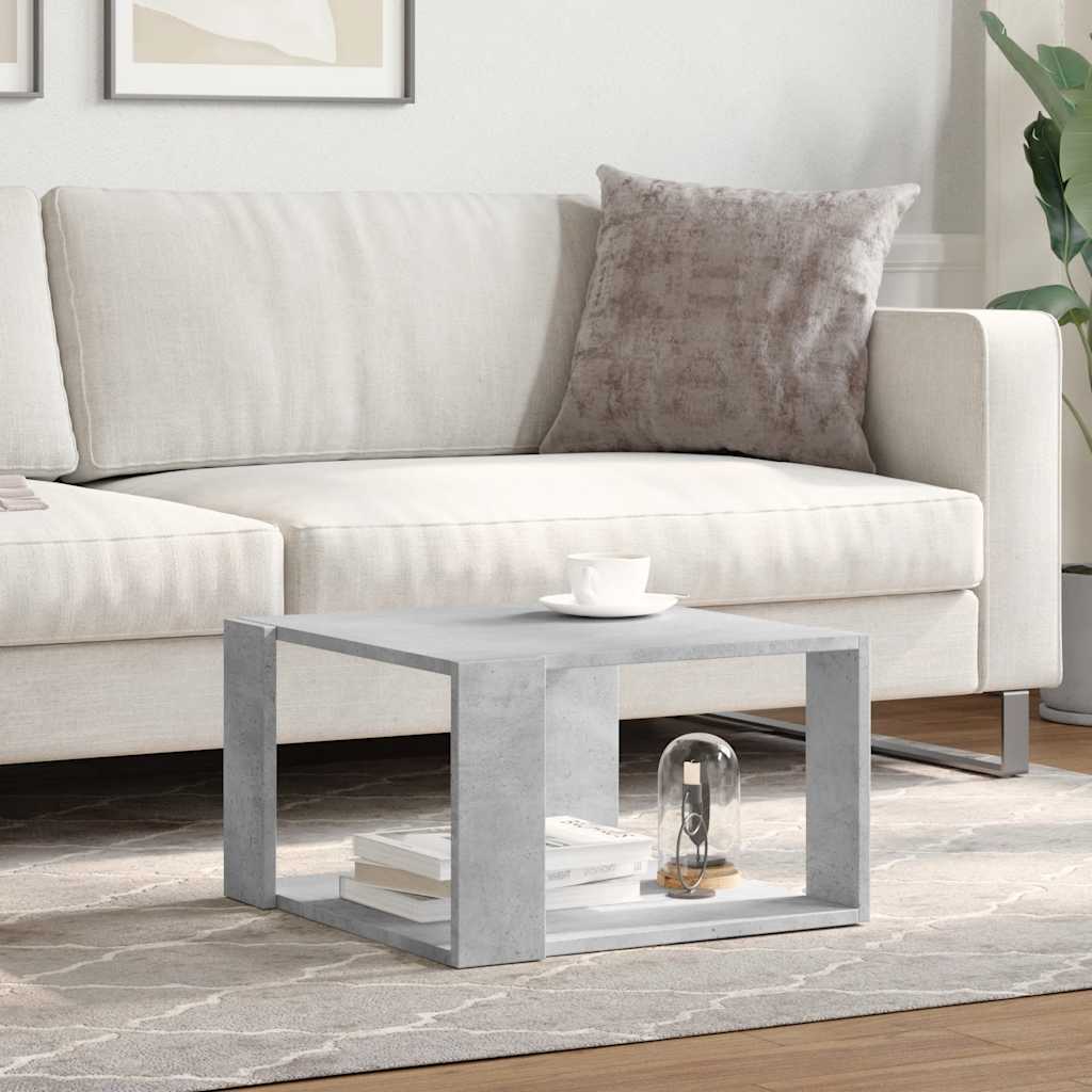 Tavolino Salotto Grigio Cemento 51,5x51,5x30 Legno Multistrato