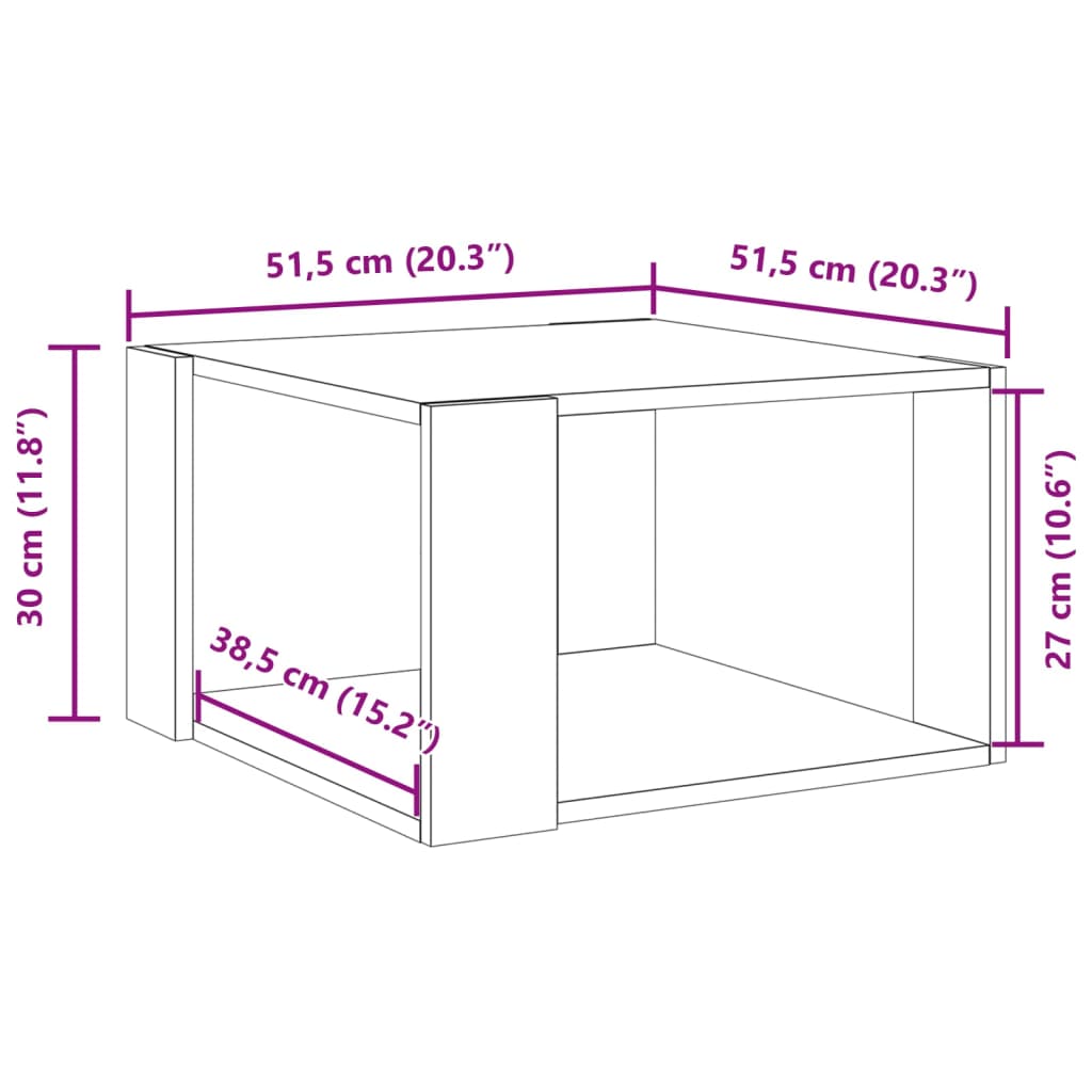 Tavolino Salotto Rovere Marrone 51,5x51,5x30 Legno Multistrato