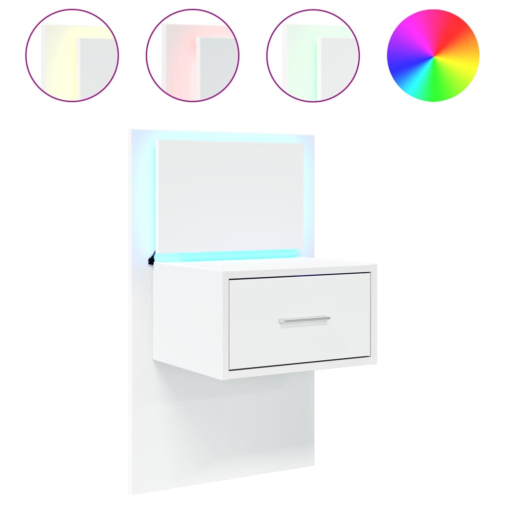 Comodino a Parete con Luci LED Bianco - homemem39