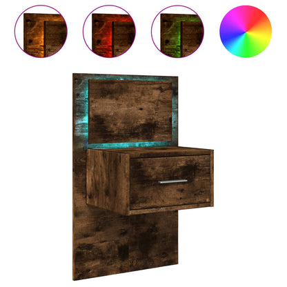 Comodino a Parete con luci LED Rovere Fumo | homemem39