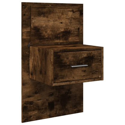 Comodino a Parete con luci LED Rovere Fumo | homemem39