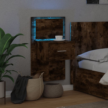 Comodino a Parete con luci LED Rovere Fumo | homemem39