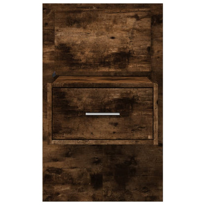 Comodino a Parete con luci LED Rovere Fumo | homemem39