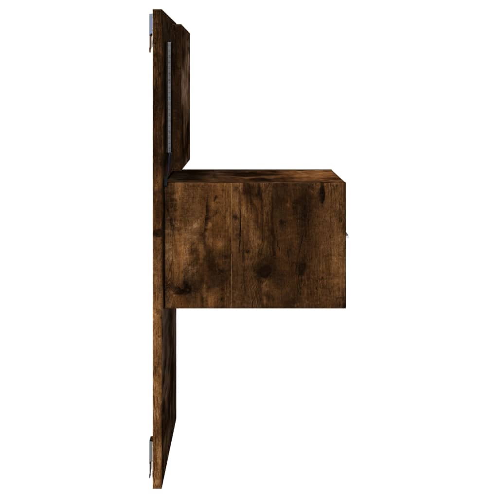 Comodino a Parete con luci LED Rovere Fumo | homemem39