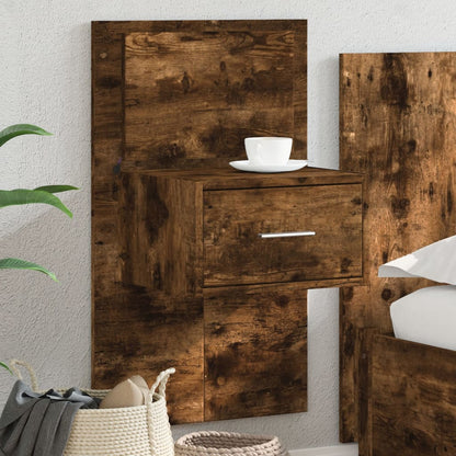 Comodino a Parete con luci LED Rovere Fumo