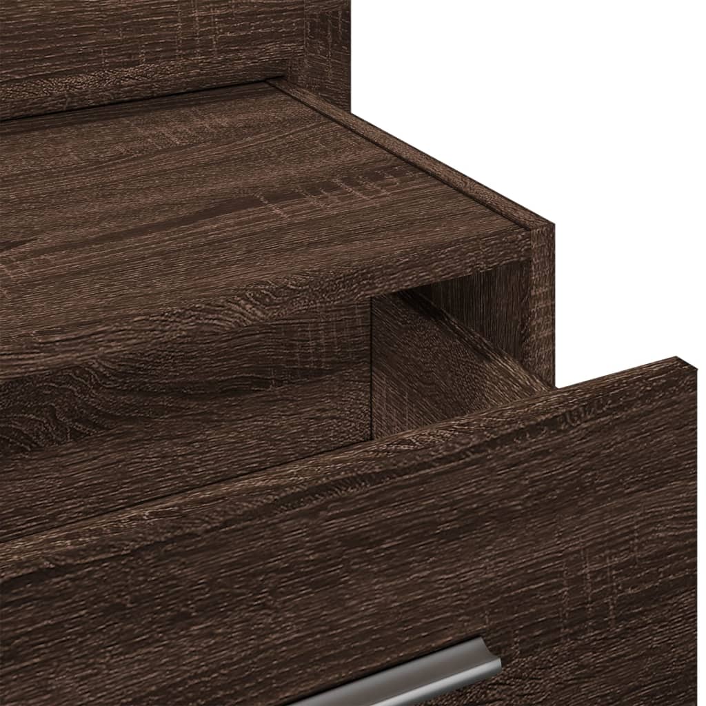 Comodino a Parete con luci LED Rovere Marrone | homemem39