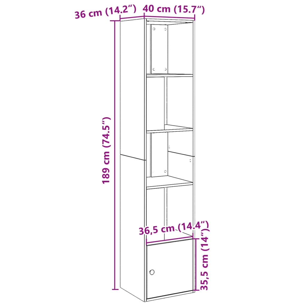 Libreria Bianca 40x36x189 cm in Legno Multistrato