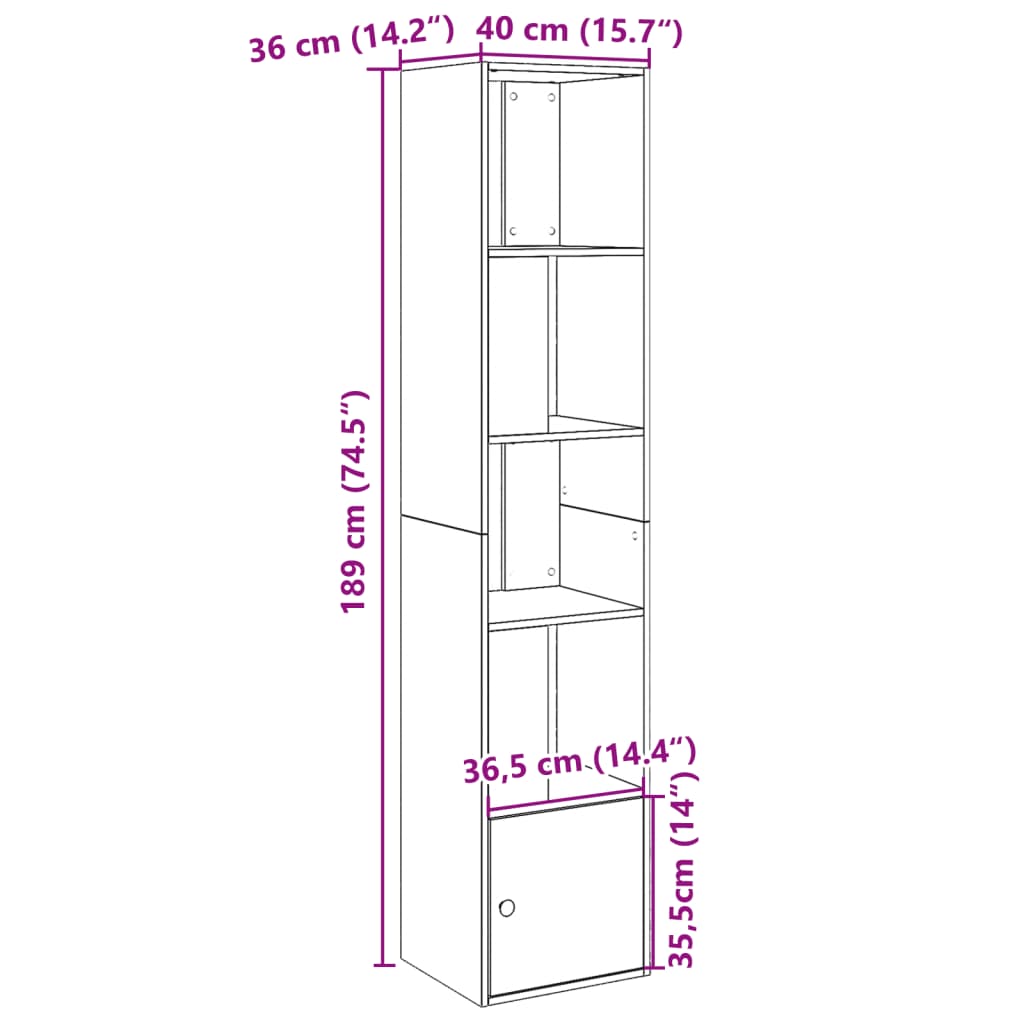 Libreria Rovere Sonoma 40x36x189 cm in Legno Multistrato