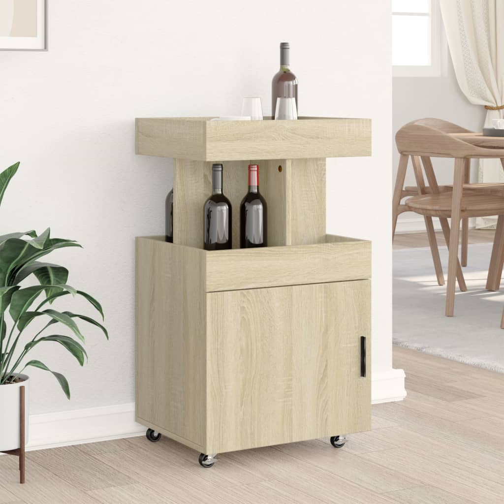 Carrello Bar Rovere Sonoma 50x41x89 cm in Legno Multistrato