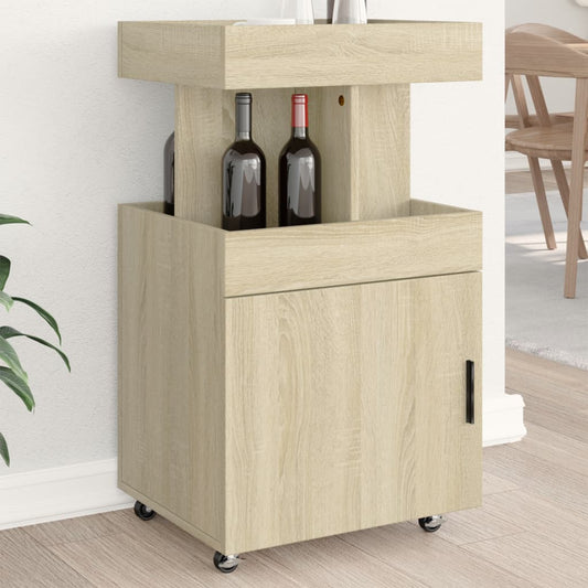 Carrello Bar Rovere Sonoma 50x41x89 cm in Legno Multistrato