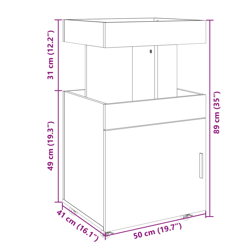 Carrello Bar Grigio Cemento 50x41x89 cm in Legno Multistrato | homemem39