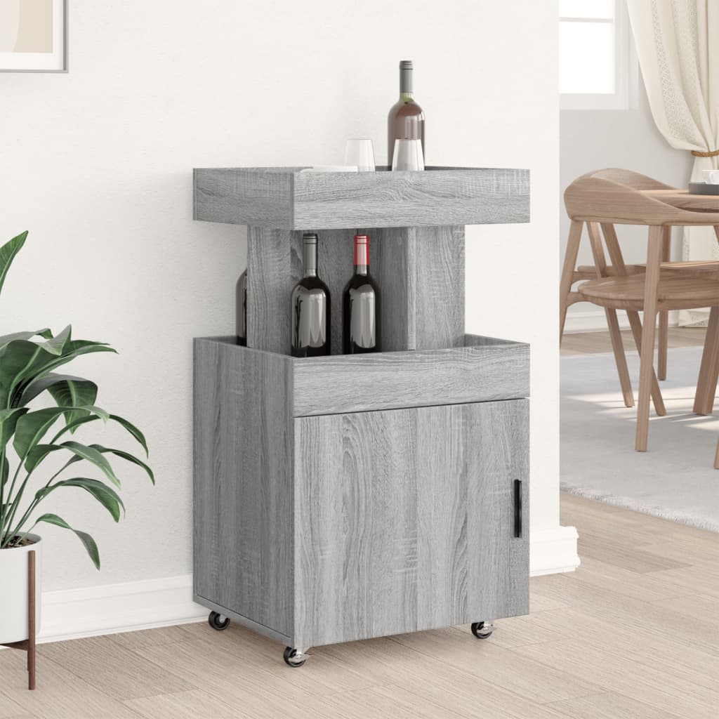 Carrello Bar Grigio Sonoma 50x41x89 cm in Legno Multistrato