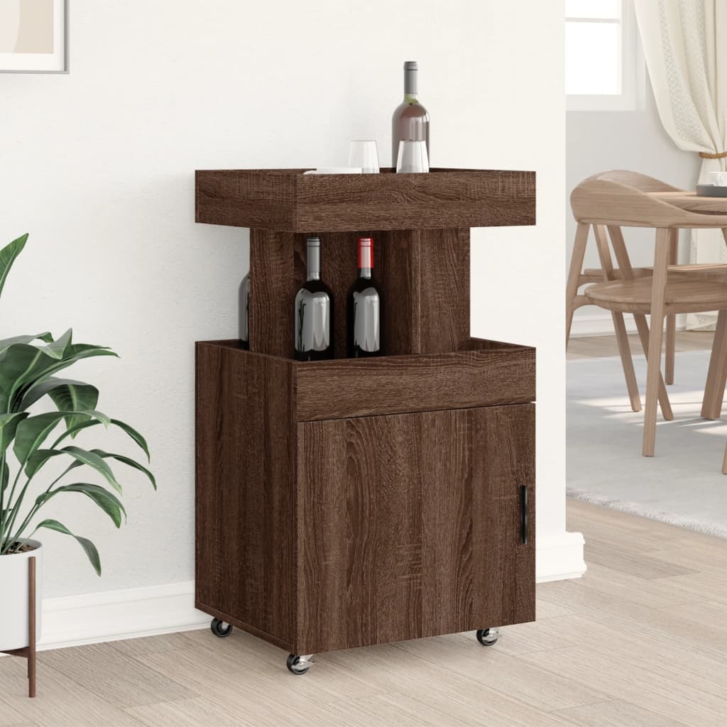 Carrello Bar Rovere Marrone 50x41x89 cm in Legno Multistrato