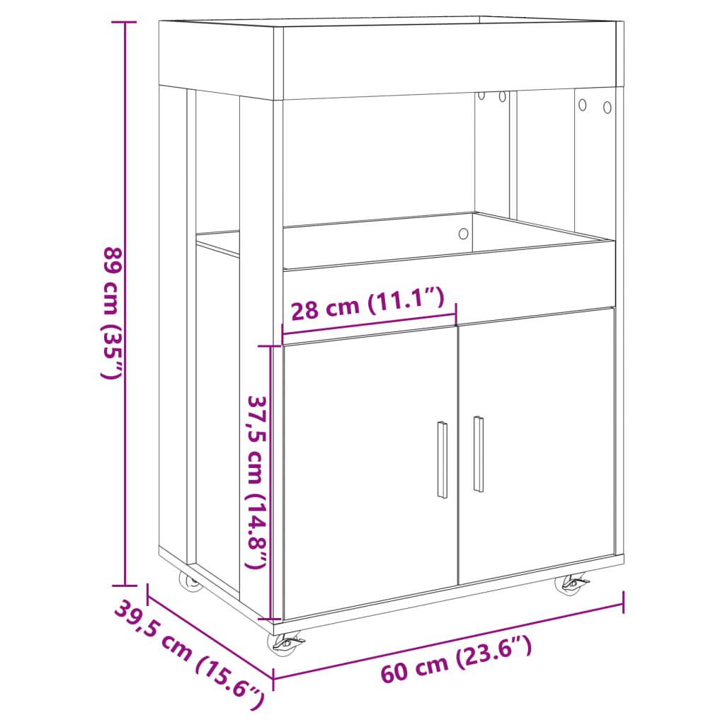 Carrello Bar Bianco 60x39,5x89 cm in Legno Multistrato