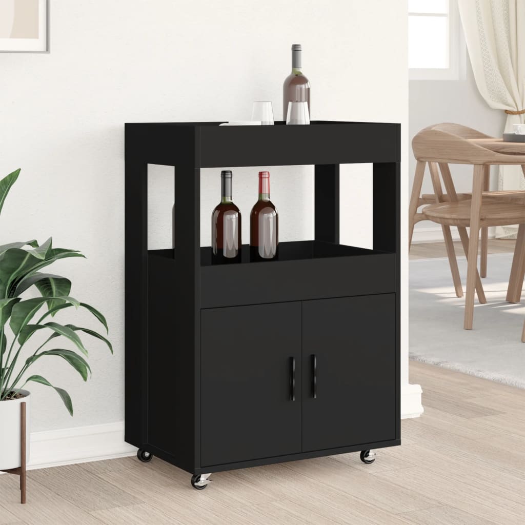 Carrello Bar Nero 60x39,5x89 cm in Legno Multistrato