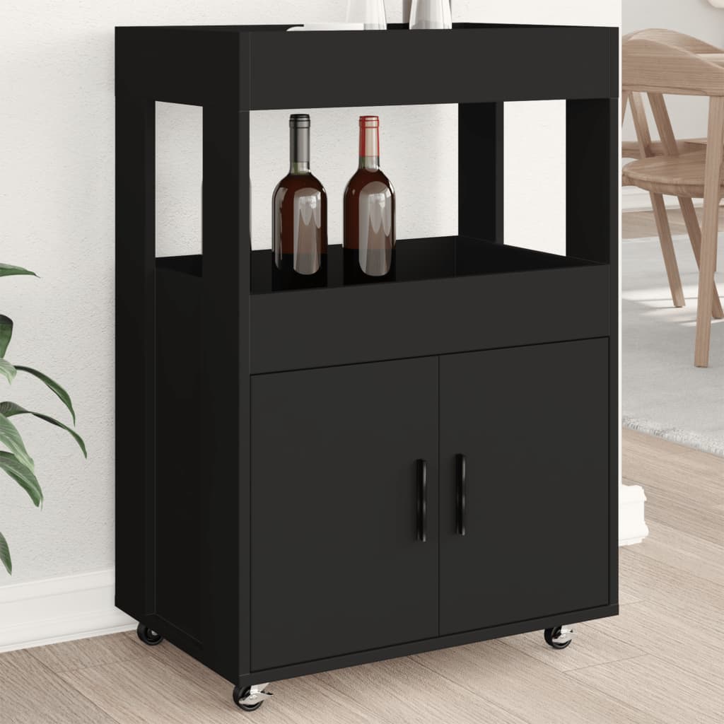 Carrello Bar Nero 60x39,5x89 cm in Legno Multistrato