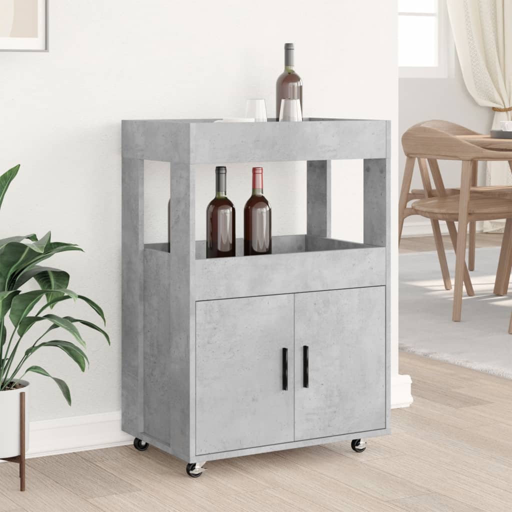 Carrello Bar Grigio Cemento 60x39,5x89 cm in Legno Multistrato