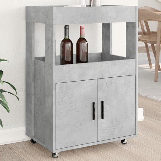 Carrello Bar Grigio Cemento 60x39,5x89 cm in Legno Multistrato