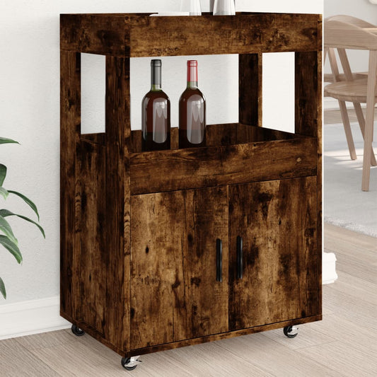 Carrello Bar Rovere Fumo 60x39,5x89 cm in Legno Multistrato