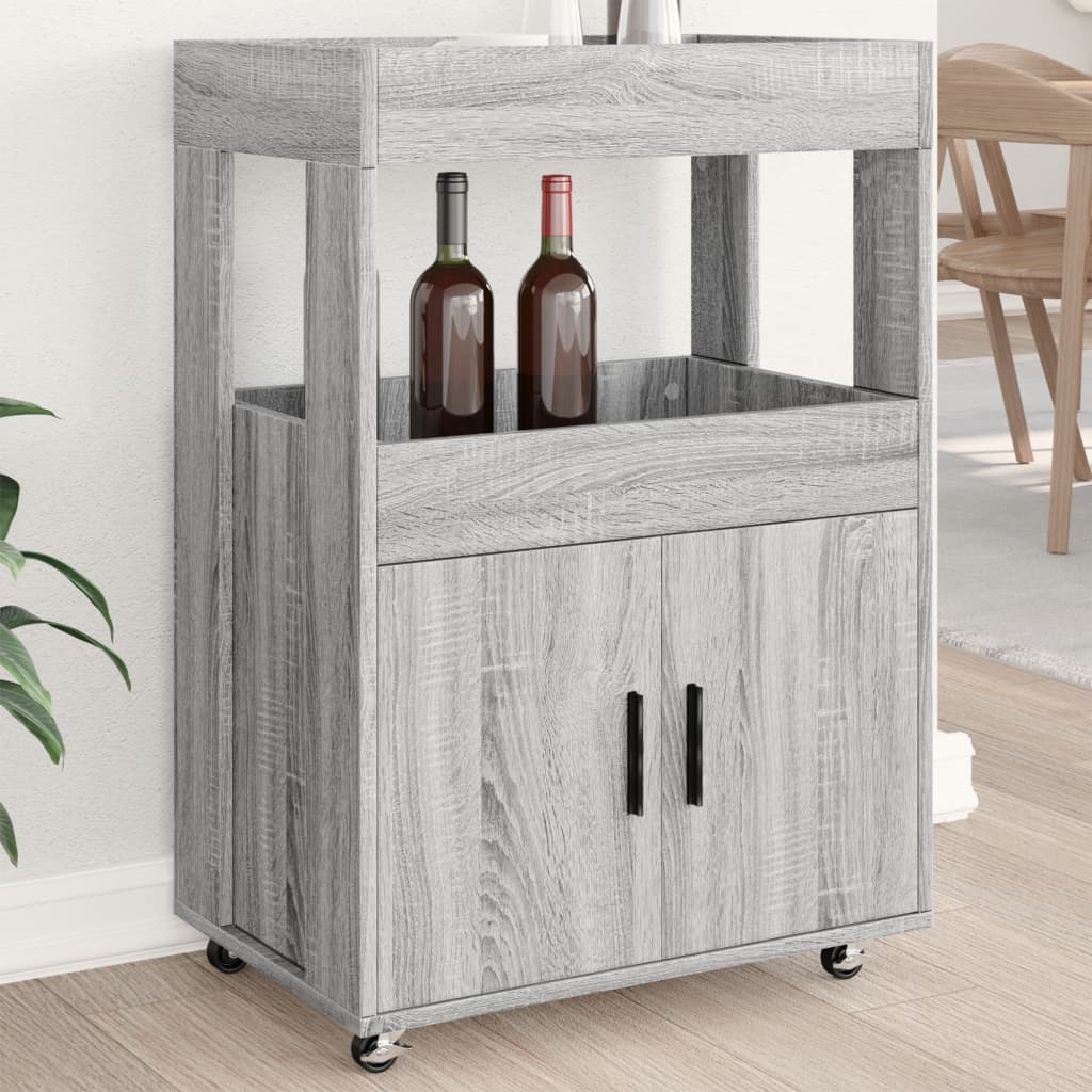 Carrello Bar Grigio Sonoma 60x39,5x89 cm in Legno Multistrato