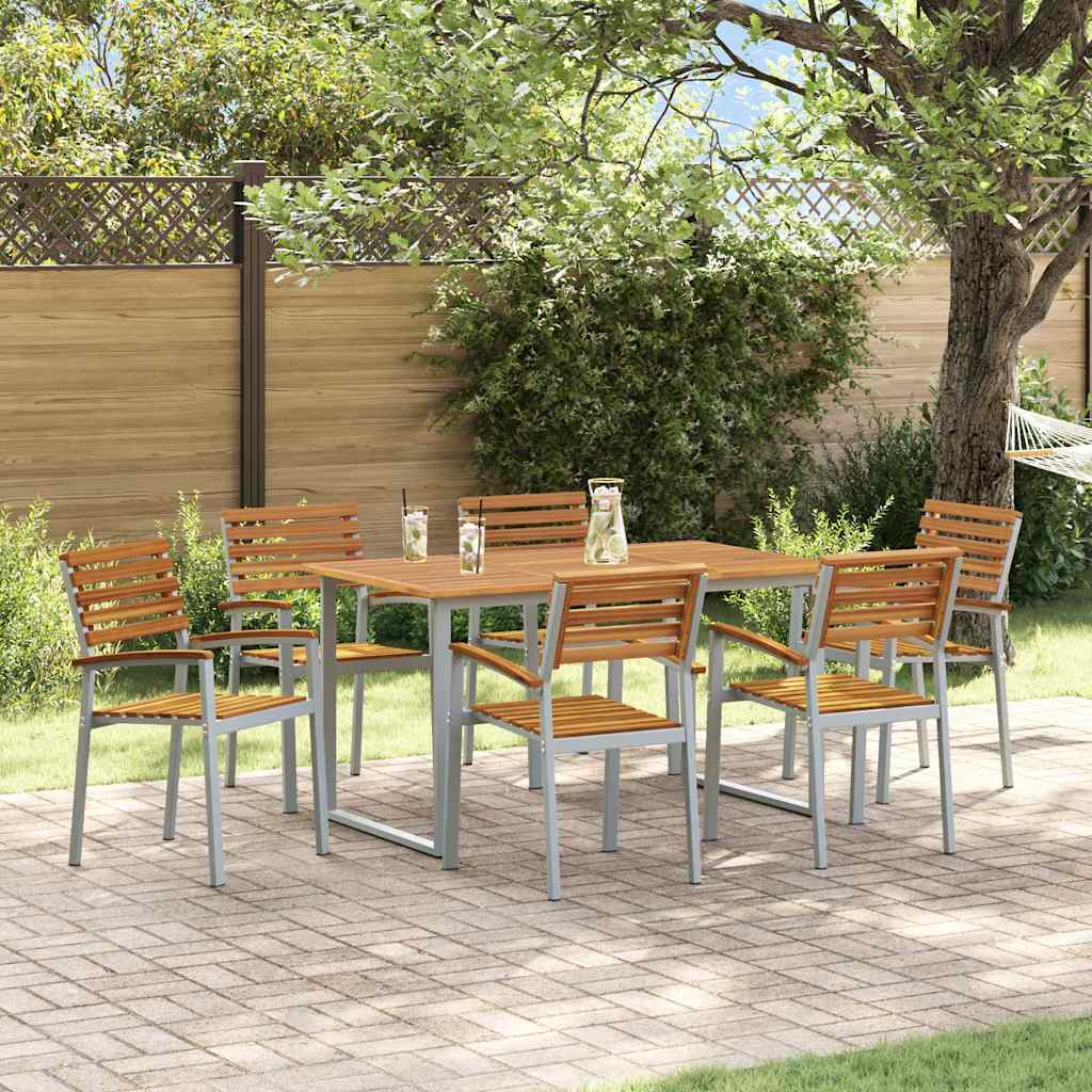 Set da Pranzo per Giardino 7 pcs Grigio | homemem39