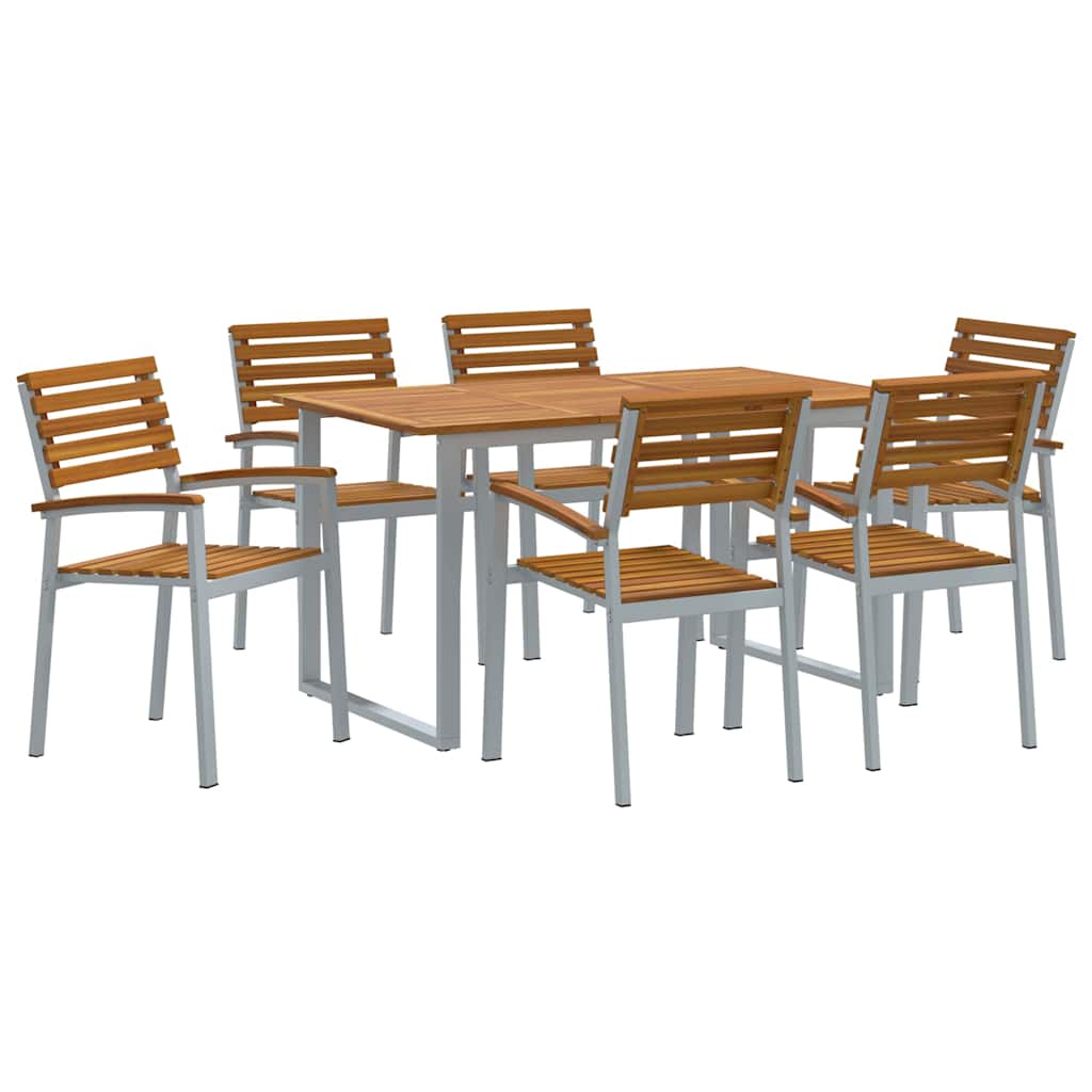 Set da Pranzo per Giardino 7 pcs Grigio | homemem39