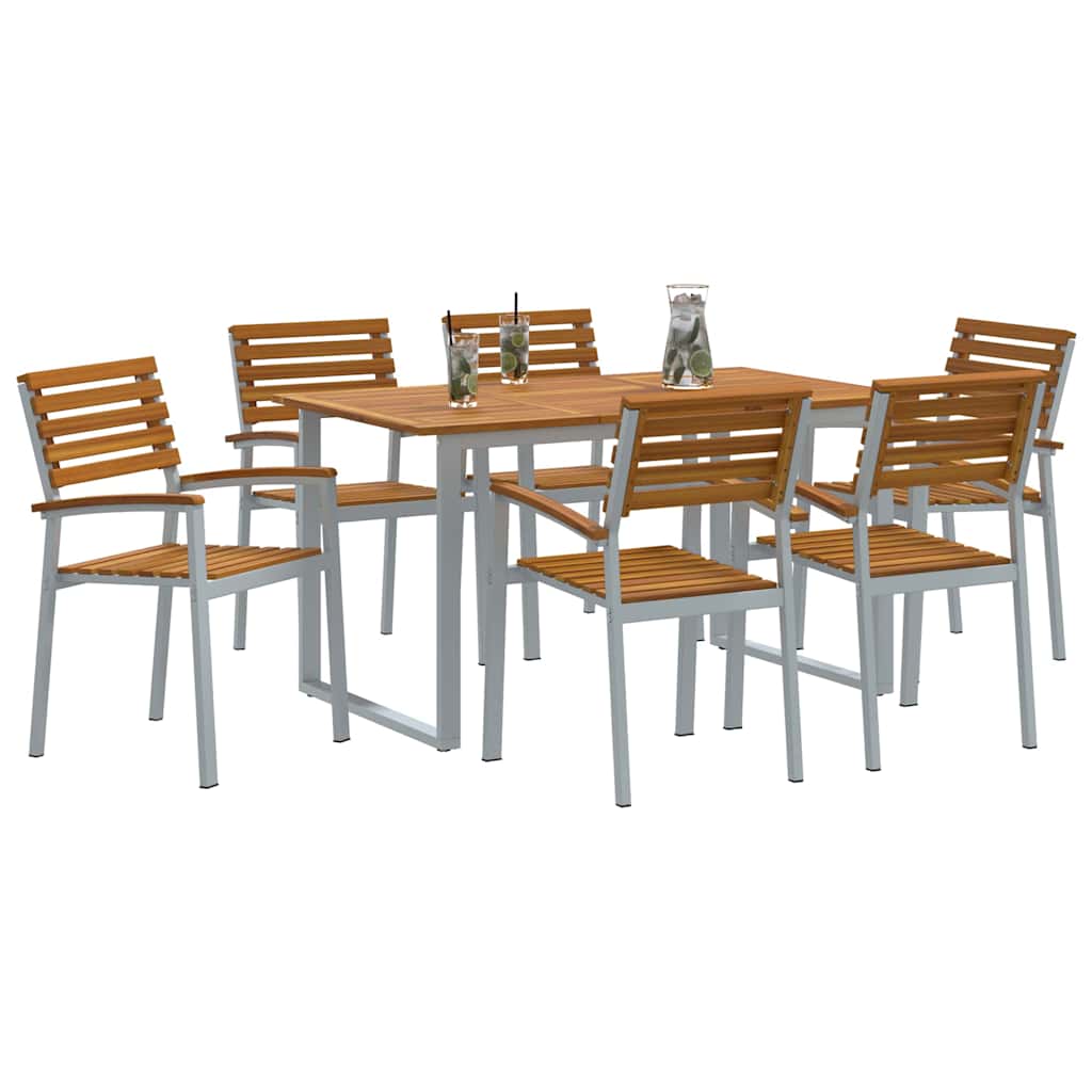 Set da Pranzo per Giardino 7 pcs Grigio | homemem39
