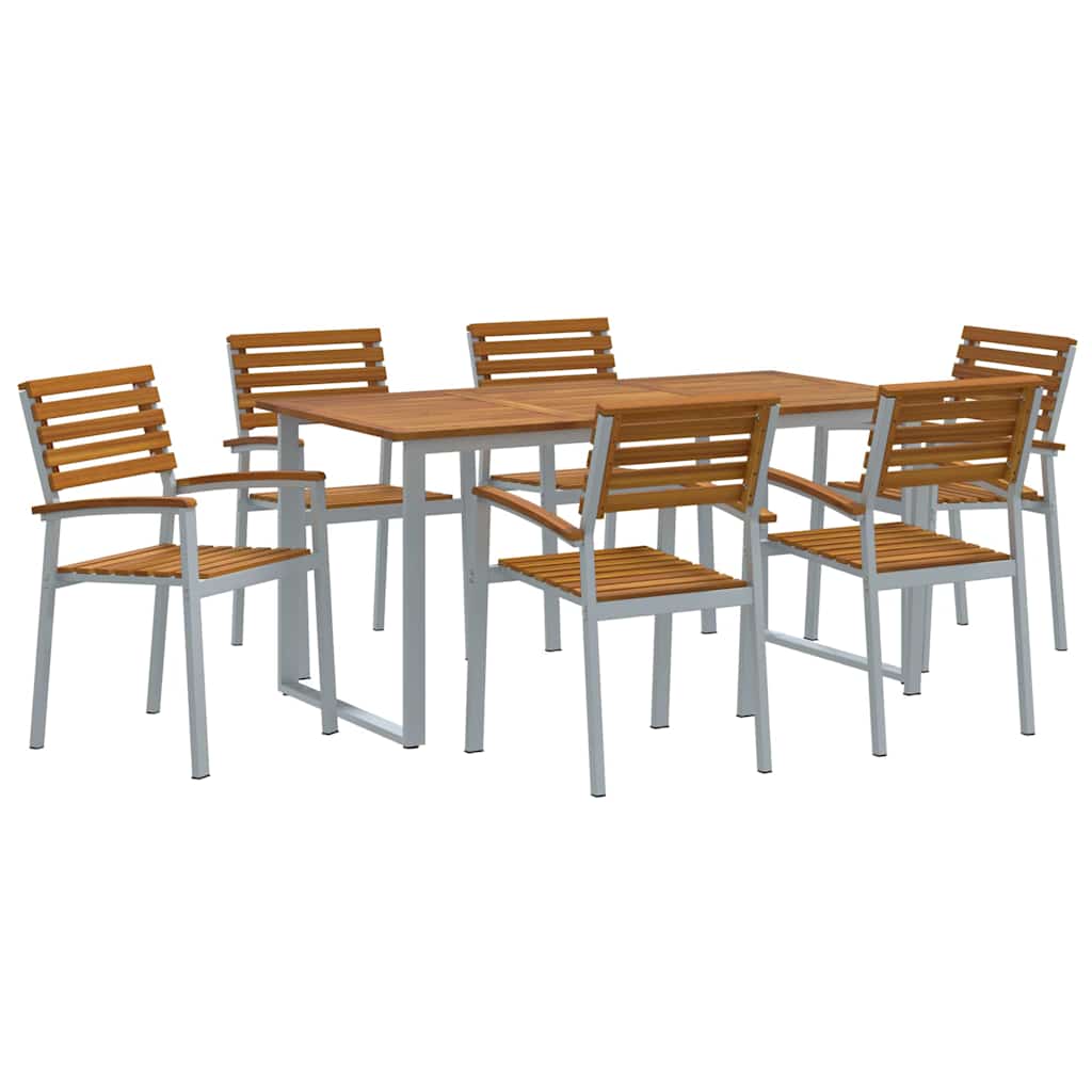 Set da Pranzo per Giardino 7 pcs Grigio | homemem39