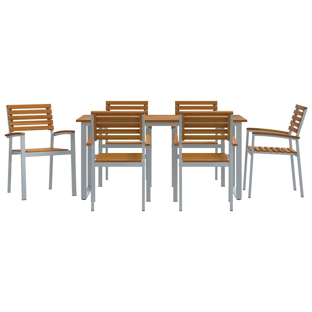 Set da Pranzo per Giardino 7 pcs Grigio | homemem39