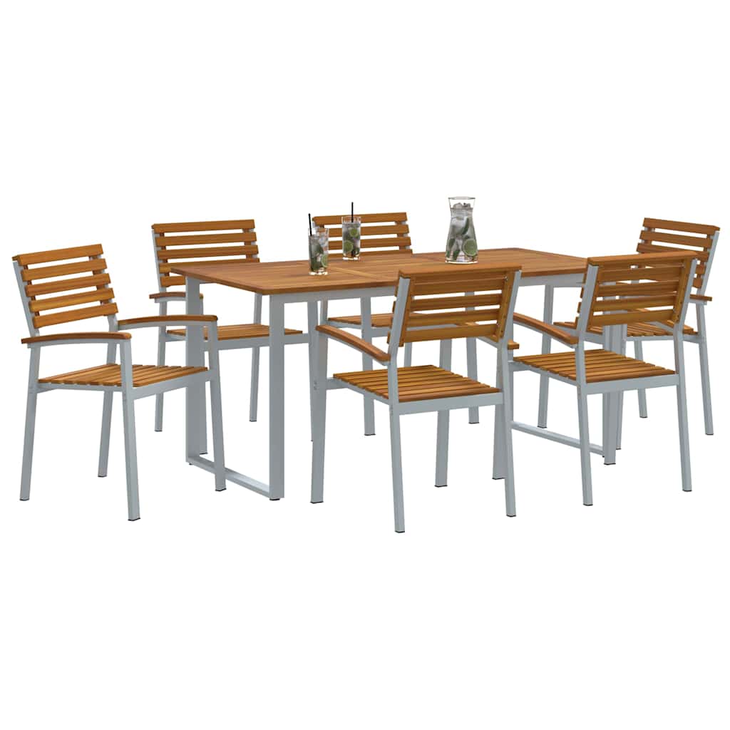 Set da Pranzo per Giardino 7 pcs Grigio | homemem39