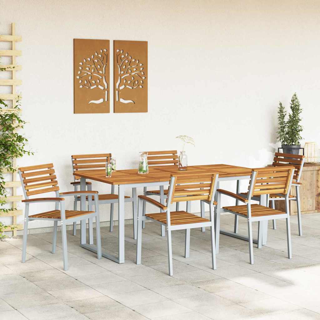 Set da Pranzo per Giardino 7 pcs Grigio | homemem39
