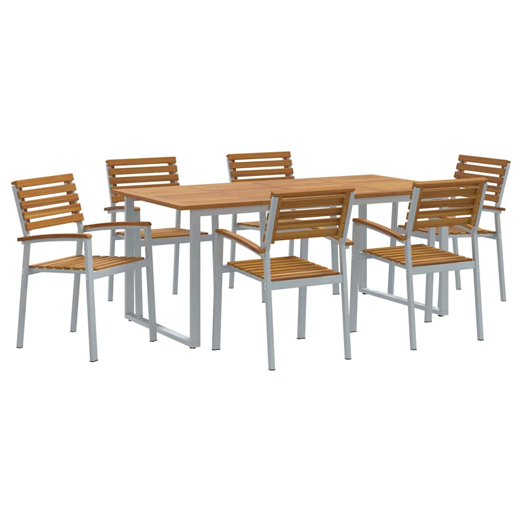 Set da Pranzo per Giardino 7 pcs Grigio | homemem39