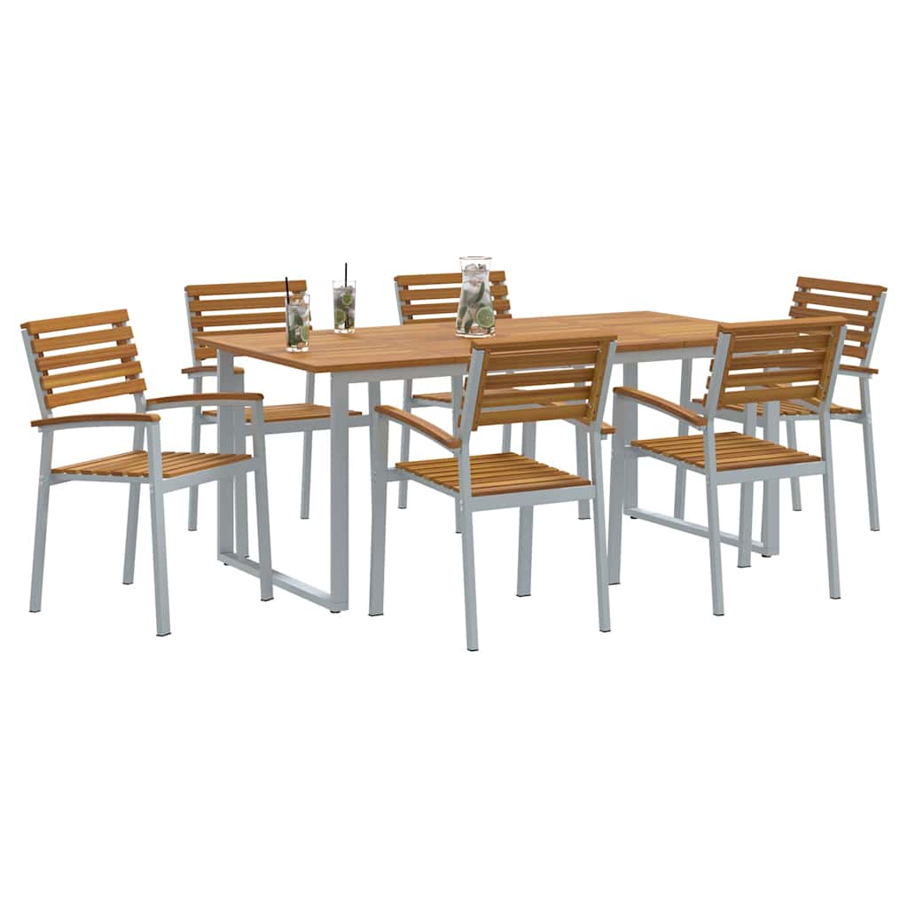 Set da Pranzo per Giardino 7 pcs Grigio | homemem39