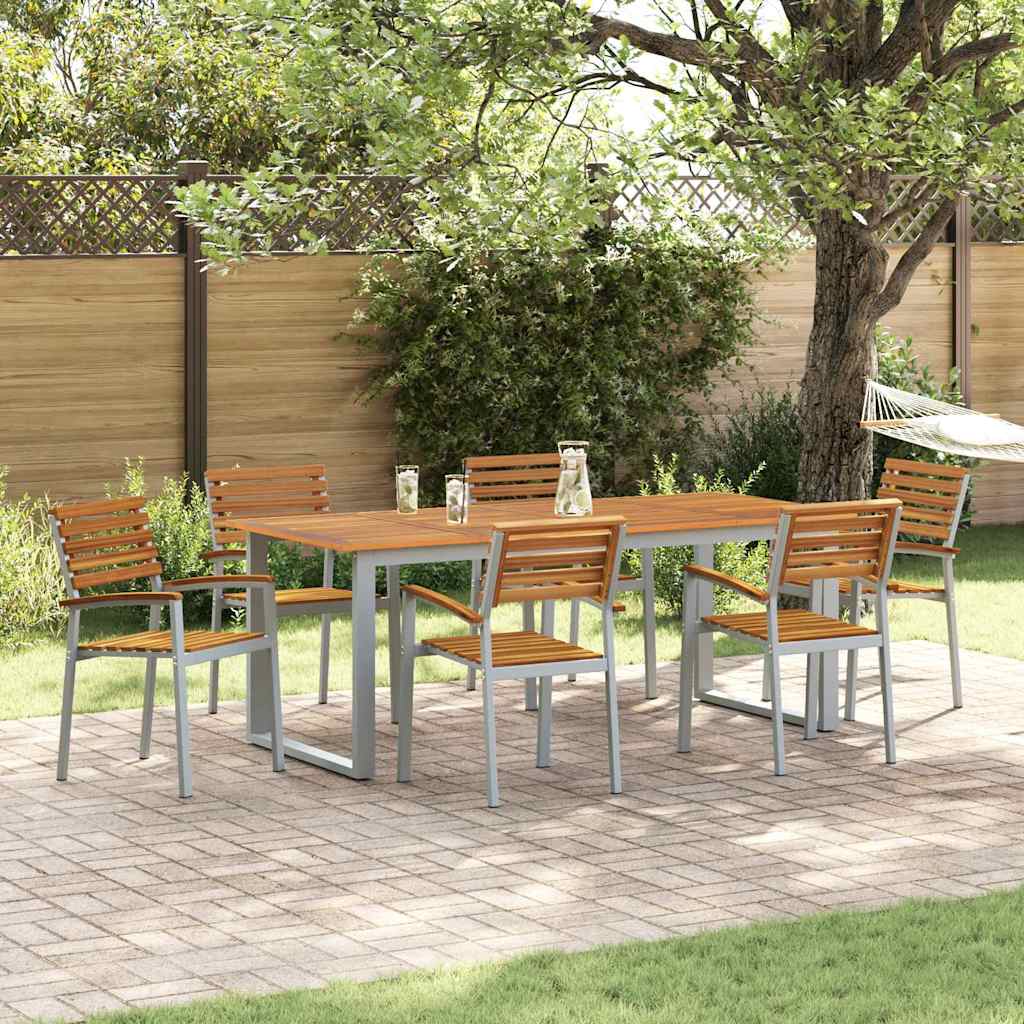 Set da Pranzo per Giardino 7 pcs Grigio | homemem39