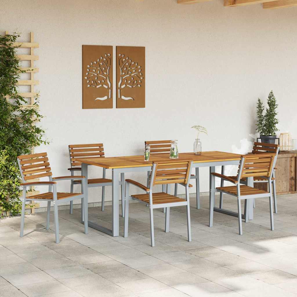 Set da Pranzo per Giardino 7 pcs Grigio | homemem39