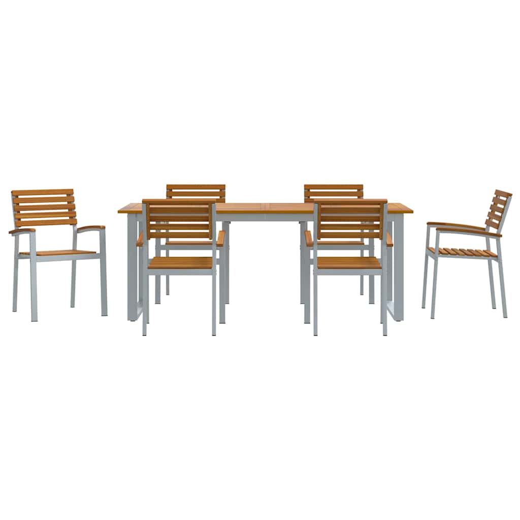 Set da Pranzo per Giardino 7 pcs Grigio | homemem39