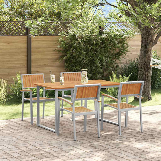 Set da Pranzo per Giardino 5 pcs Grigio