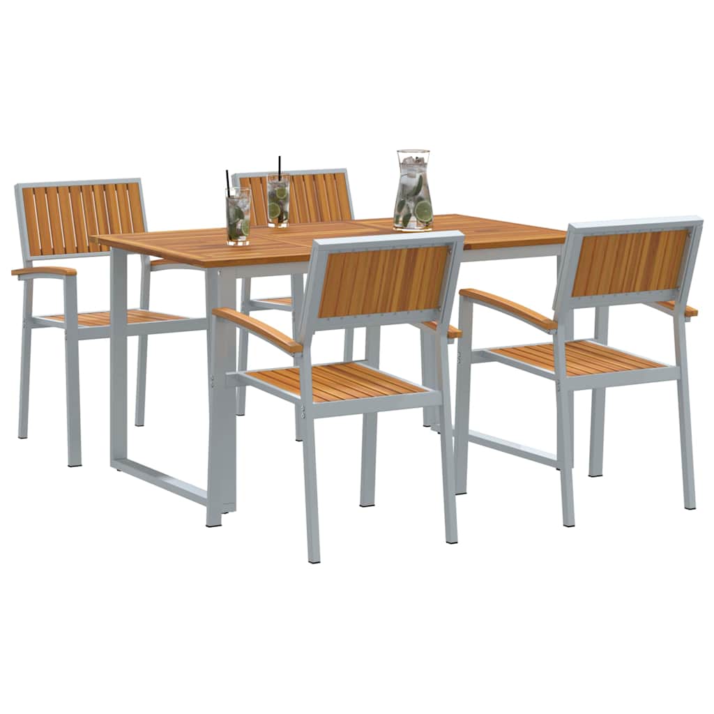 Set da Pranzo per Giardino 5 pcs Grigio