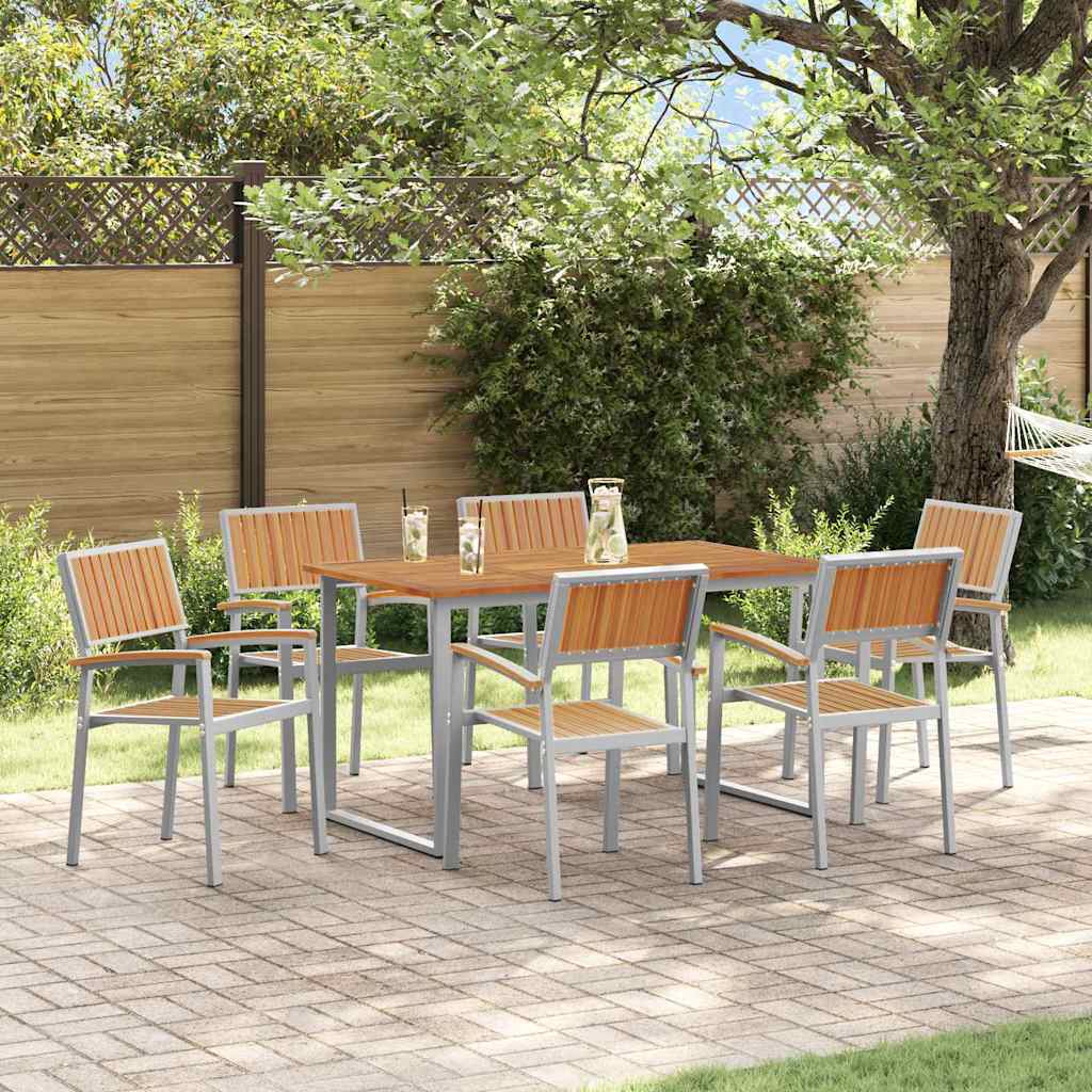 Set da Pranzo per Giardino 7 pcs Grigio